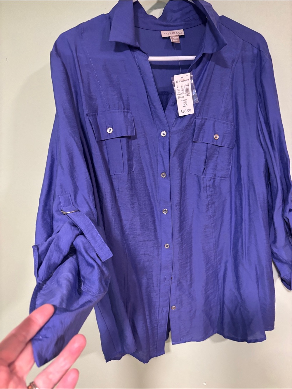 Roz & Ali Violet Button-Front Utility Shirt